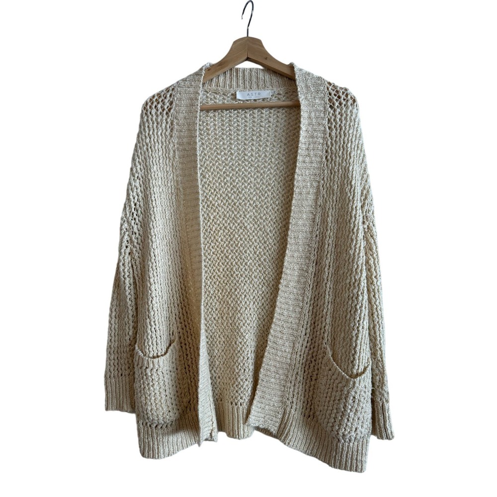 ASTR The Label via Revolve Open front cotton blend cardigan pockets beachy XS